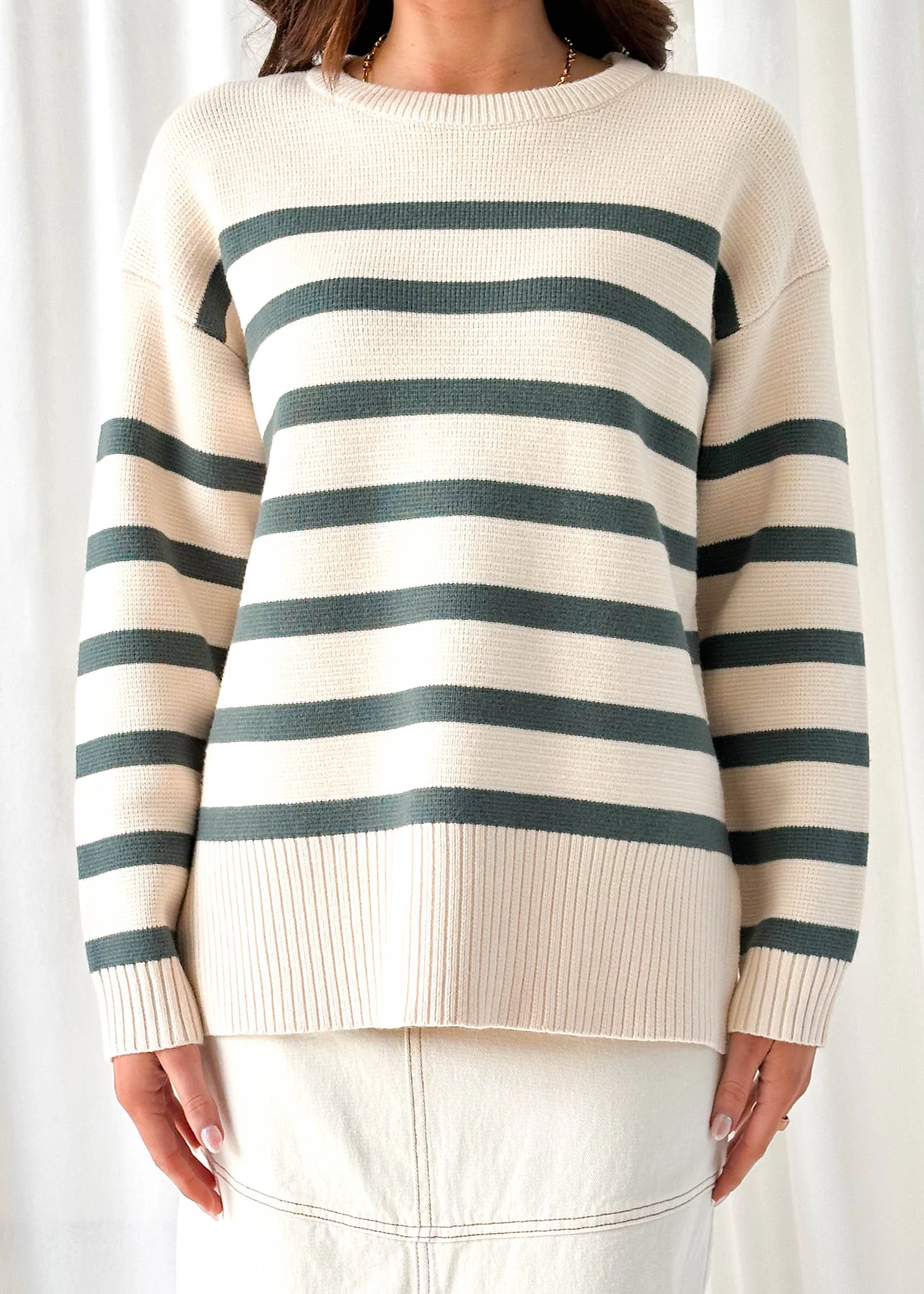 Coastalla Sweater - Green Stripe - Honorern