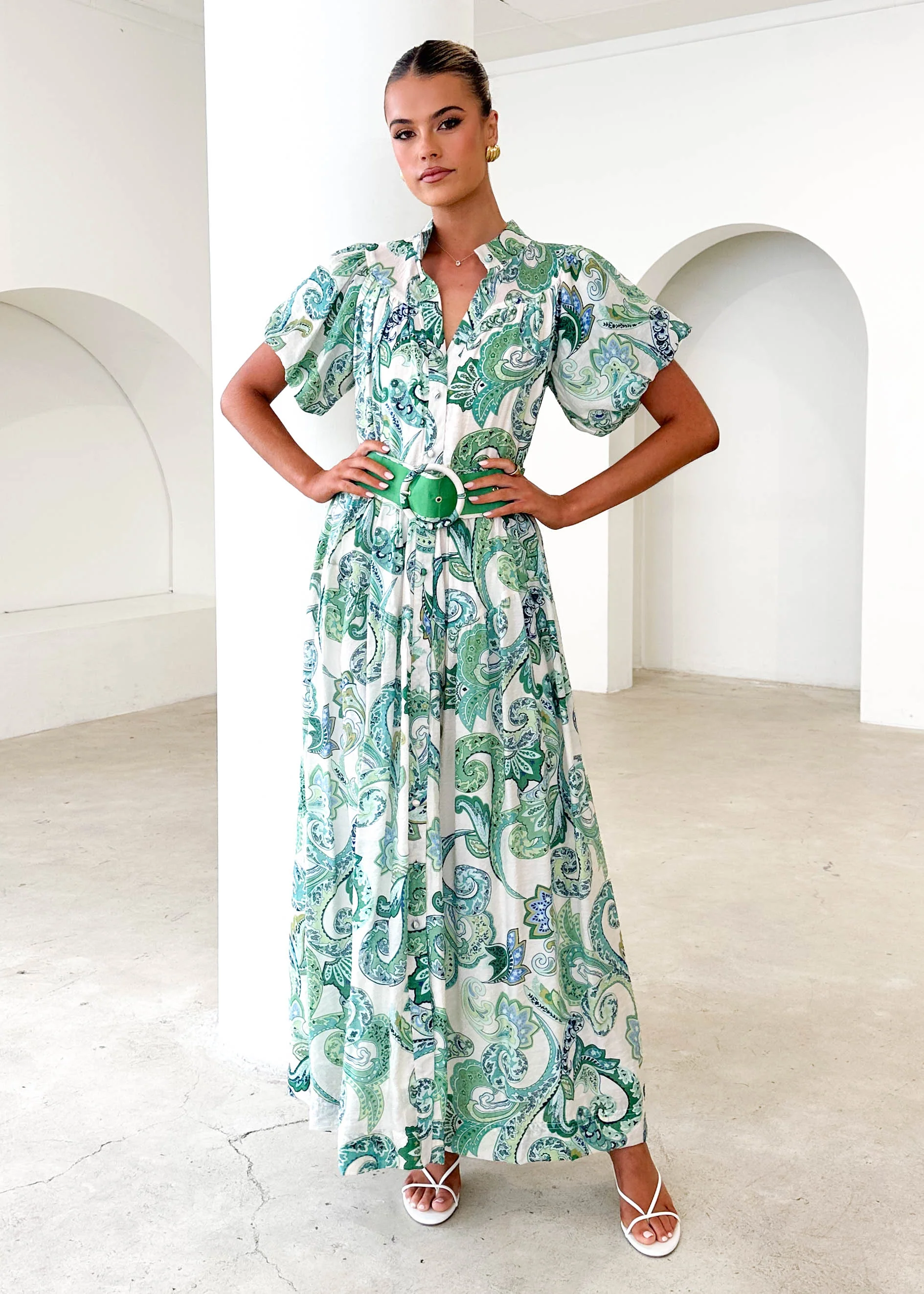 Ciroc Maxi Dress - Green Paisley - Honorern