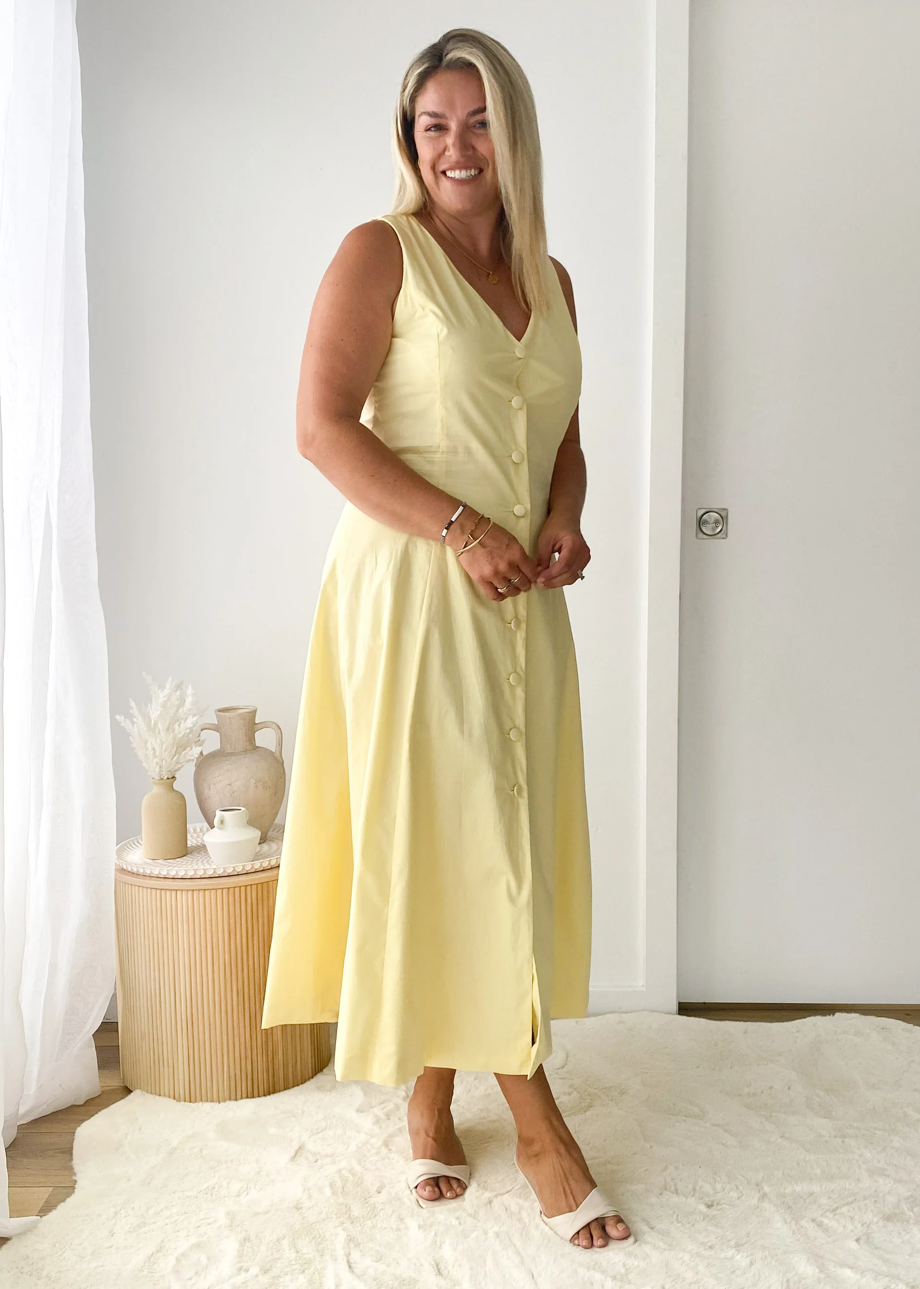 Gio Midi Dress - Lemon - Honorern