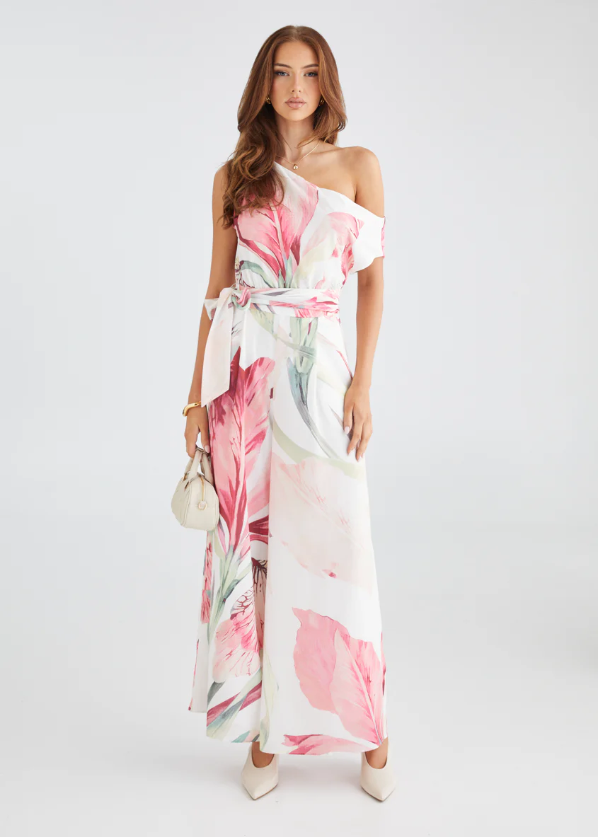 Ara Drop Shoulder Pantsuit - Pink Oasis - Honorern
