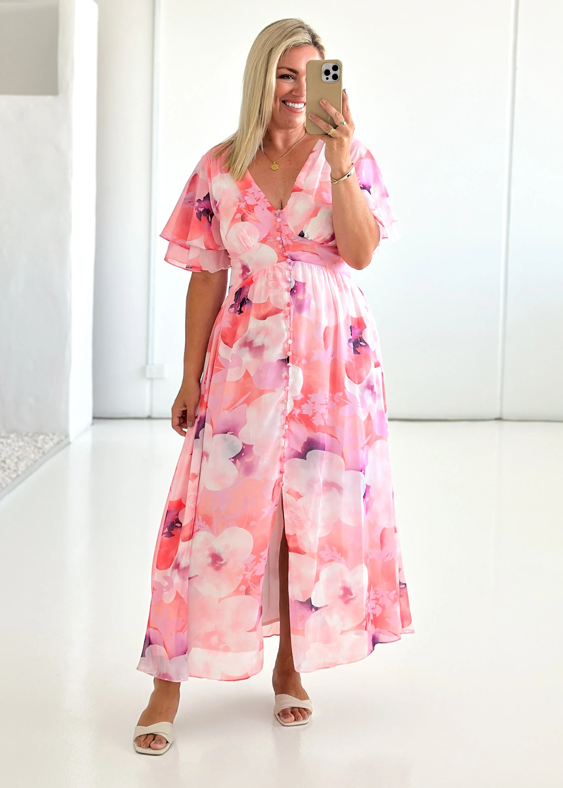 Harpa Midi Dress - Peach Spritz - Honorern