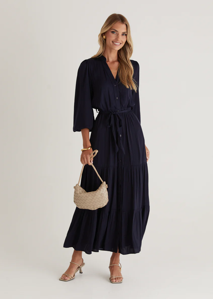Maya Midi Dress - Navy - Honorern