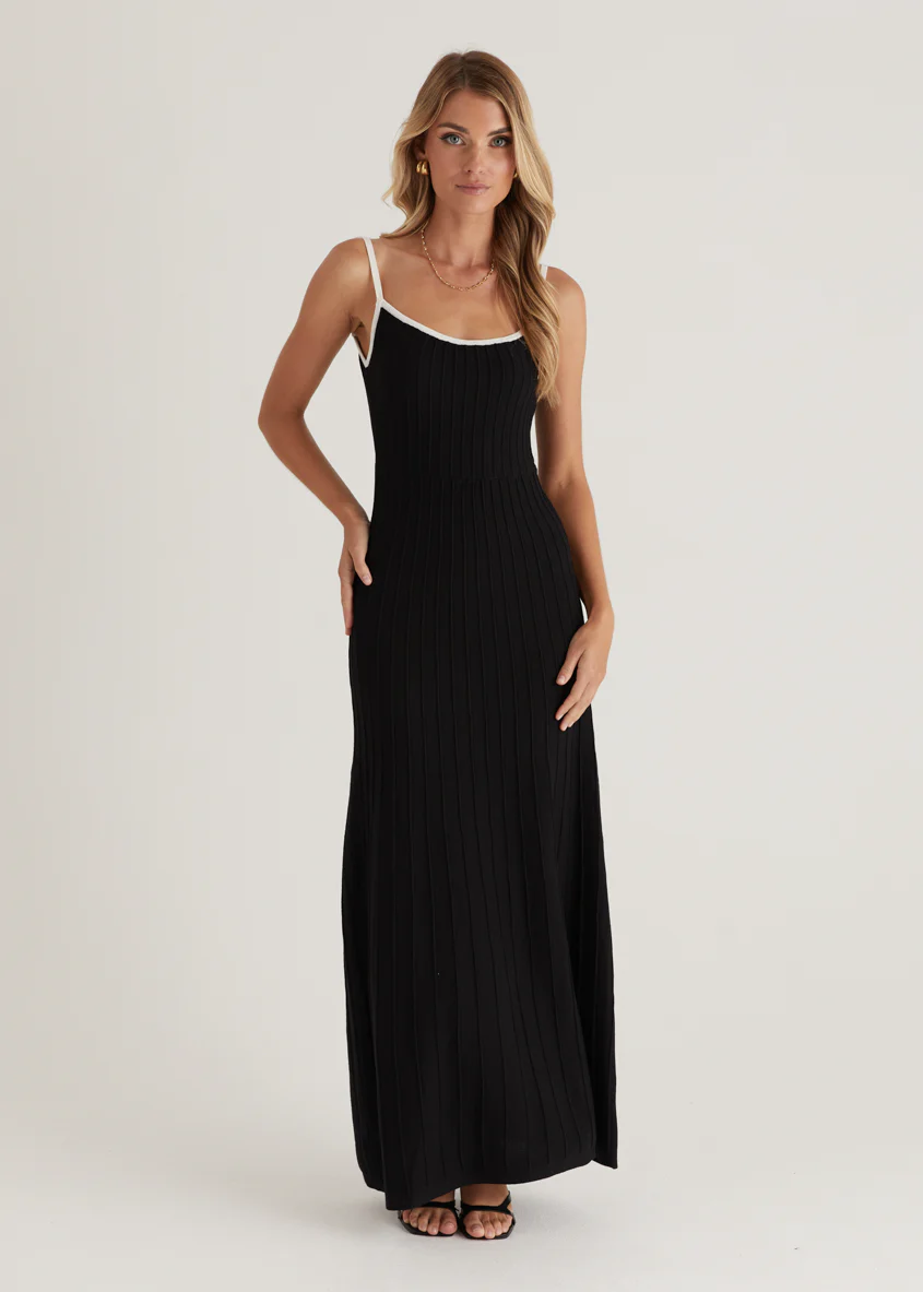 Lennox Knit Maxi Dress - Black - Honorern