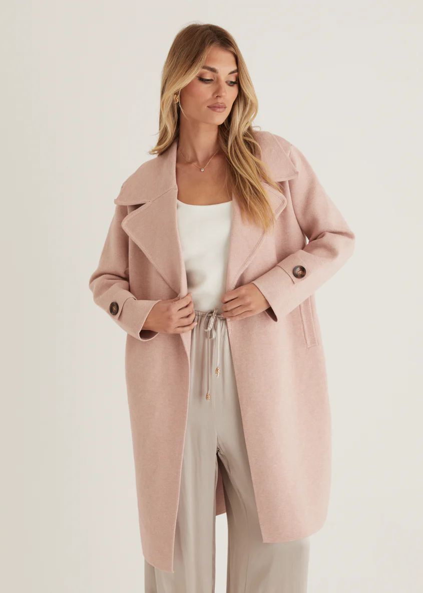 Chayso Knit Coat - Blush - Honorern