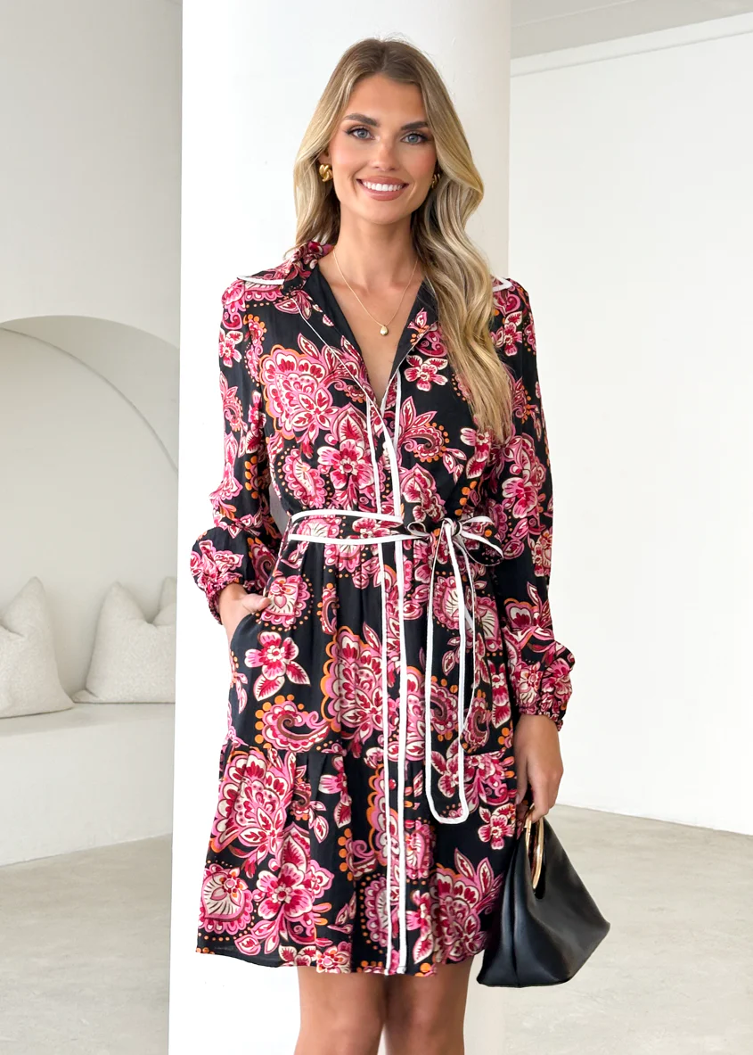 Skyler Dress - Black Paisley - Honorern