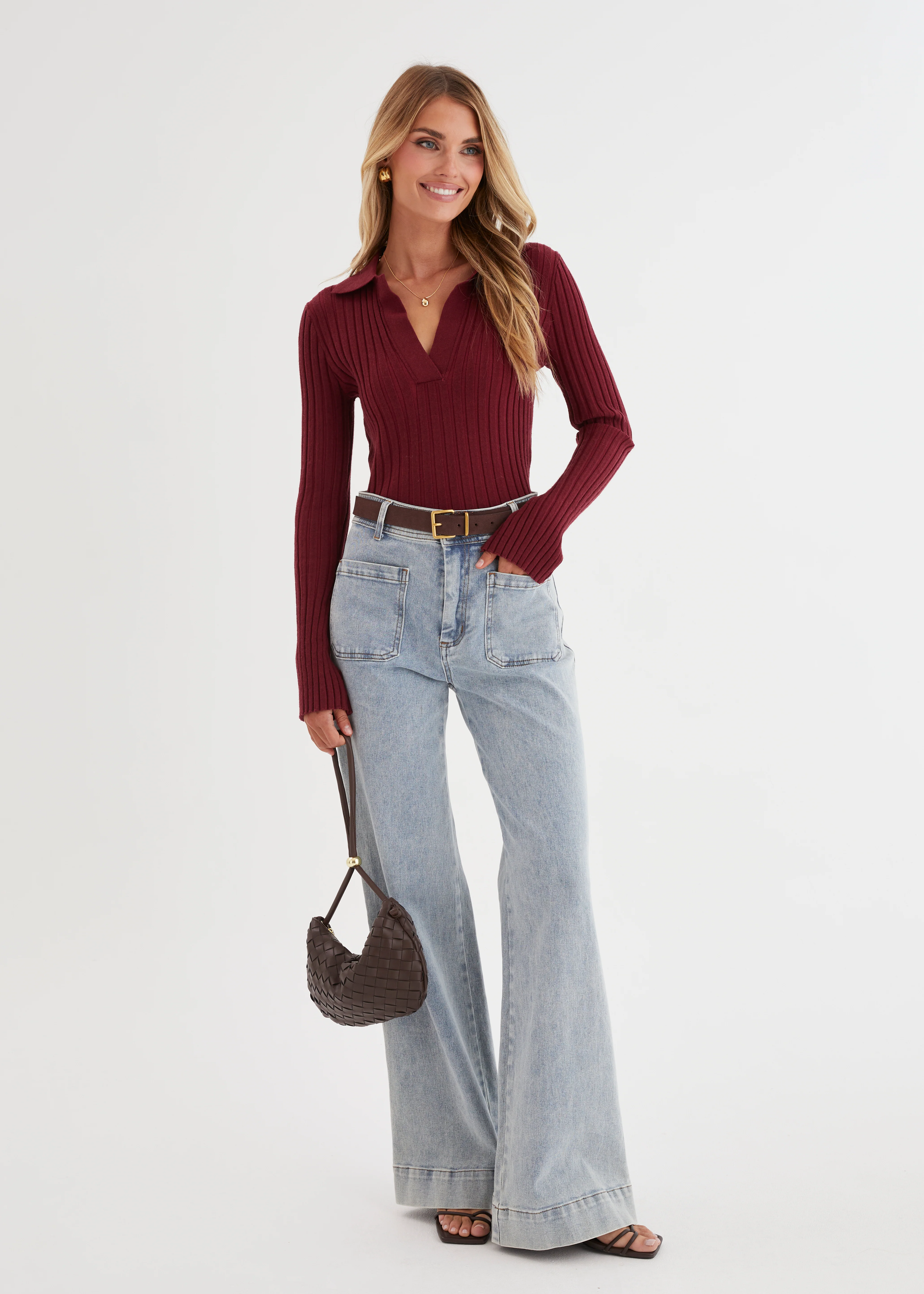Lucie Knit Top - Wine - Honorern