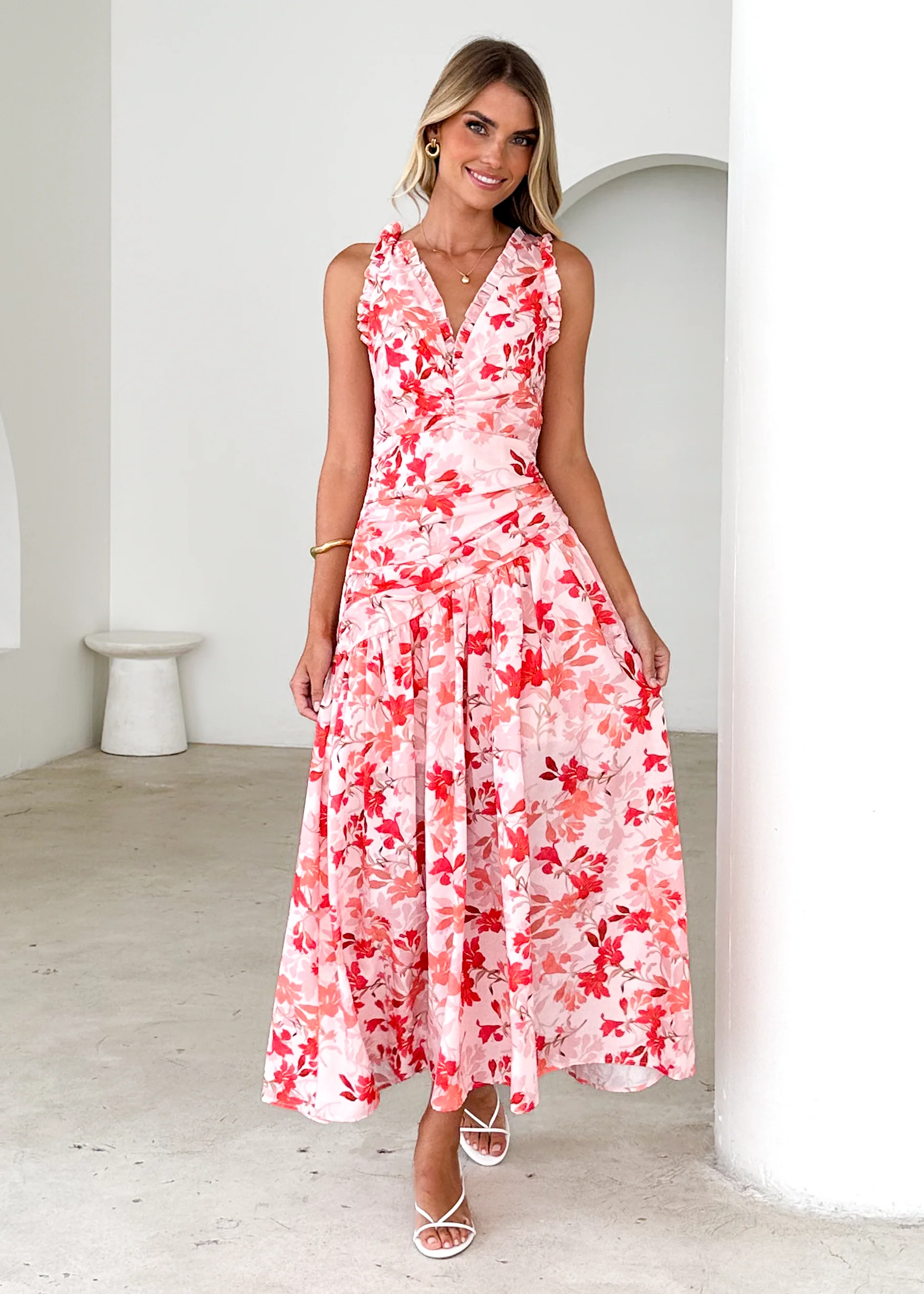 Venitian Maxi Dress - Pink Floral - Honorern