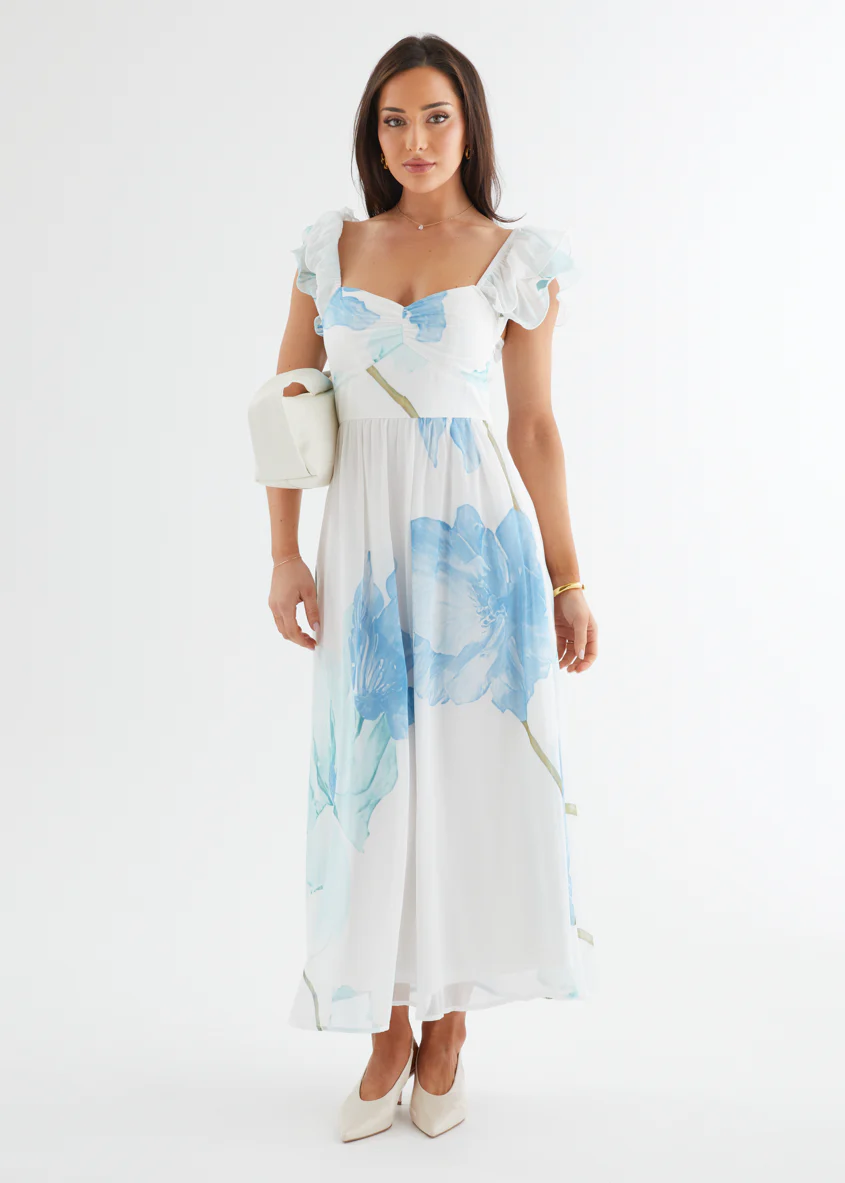 Nahla Maxi Dress - Blue Wildflower - Honorern