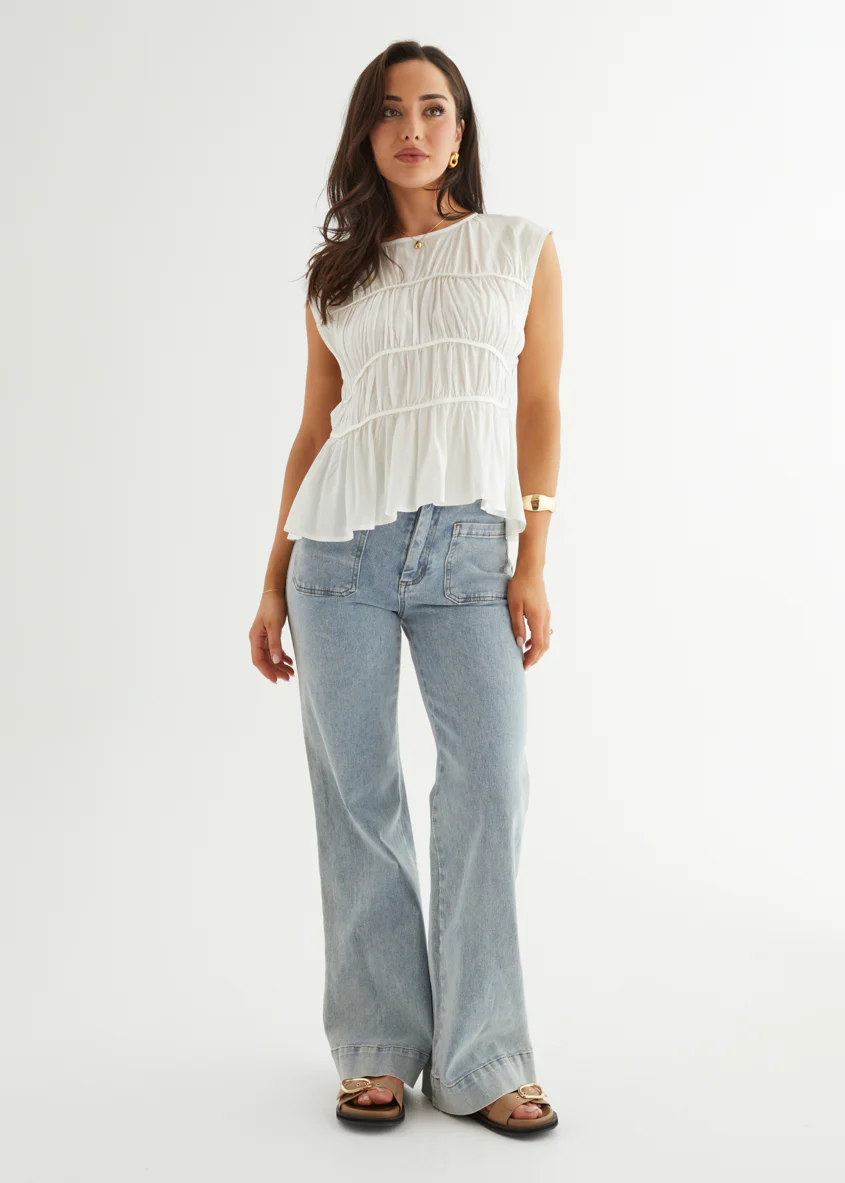 Evangelia Top - Off White - Honorern