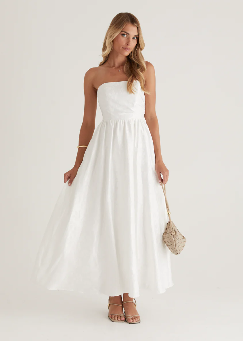 Laneway Strapless Maxi Dress - Off White - Honorern