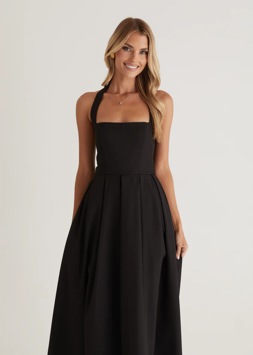 Leigh Halter Maxi Dress - Black - Honorern