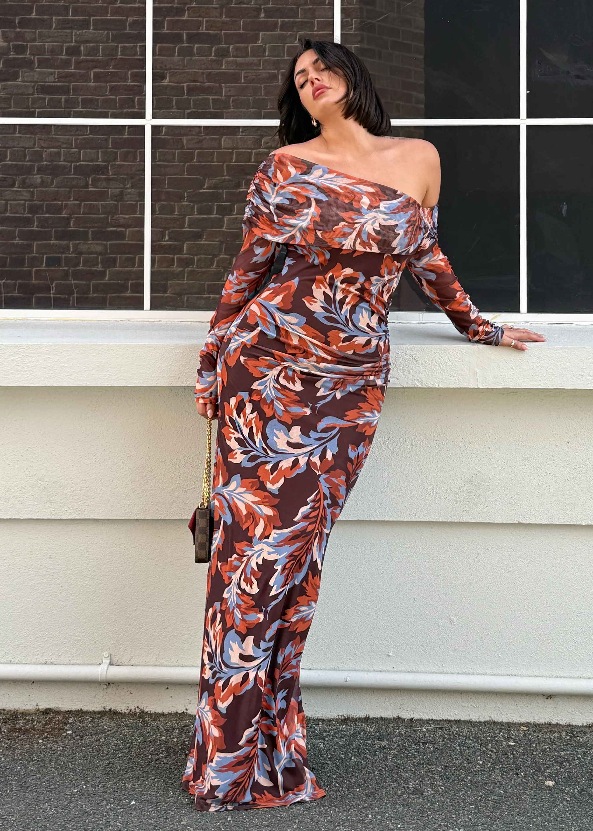 Nix Off Shoulder Maxi Dress - Autumn Leaf - Honorern