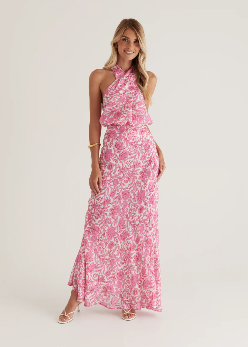 Tammy Maxi Skirt - Pink Floral - Honorern