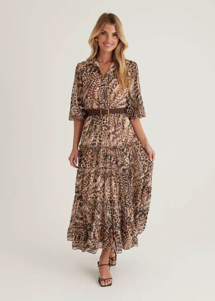 Brigette Maxi Dress - Peach Feather - Honorern