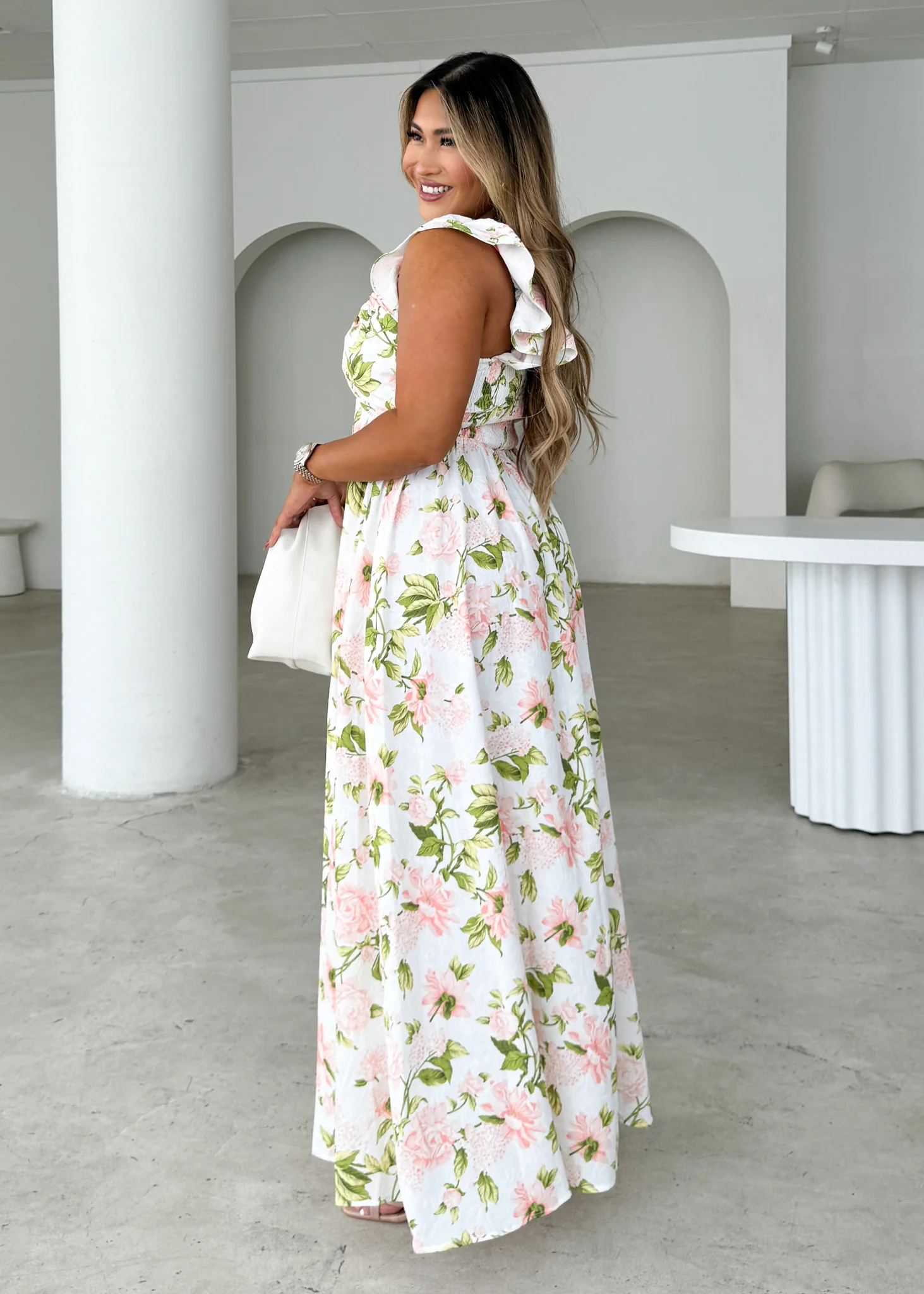 Hadley Maxi Dress - Peach Floral - Honorern