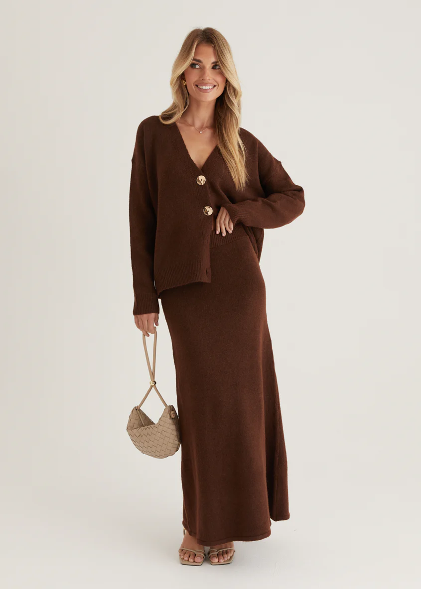 Stasia Knit Maxi Skirt - Brown - Honorern