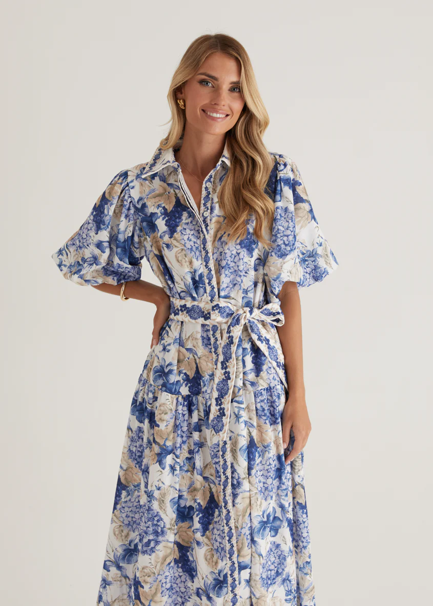 Ceres Midi Dress - White Hydrangea - Honorern