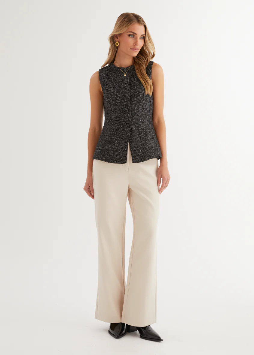 Minnie Vest Top - Black Marl - Honorern