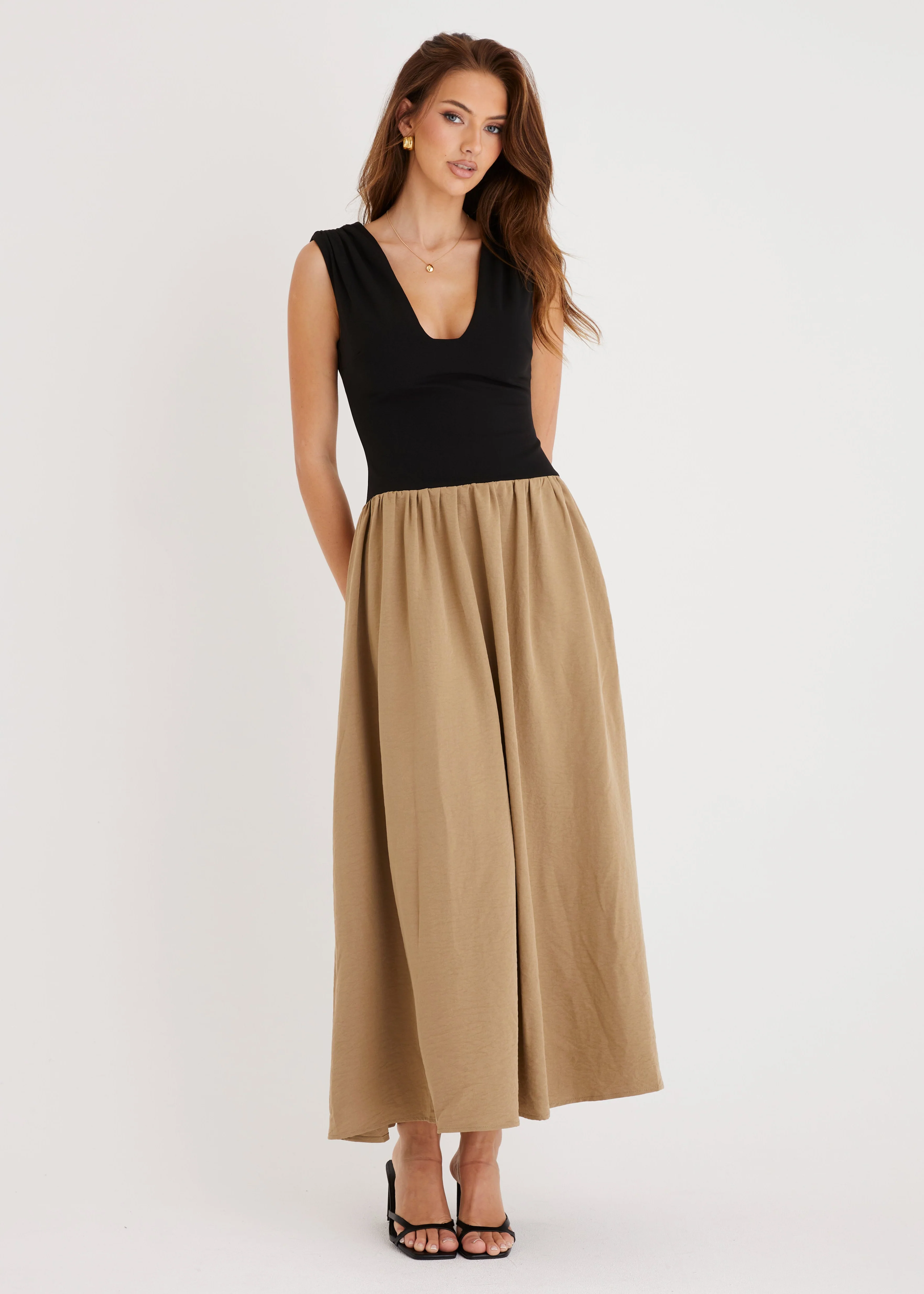 Bungalow Maxi Dress - Khaki Splice - Honorern