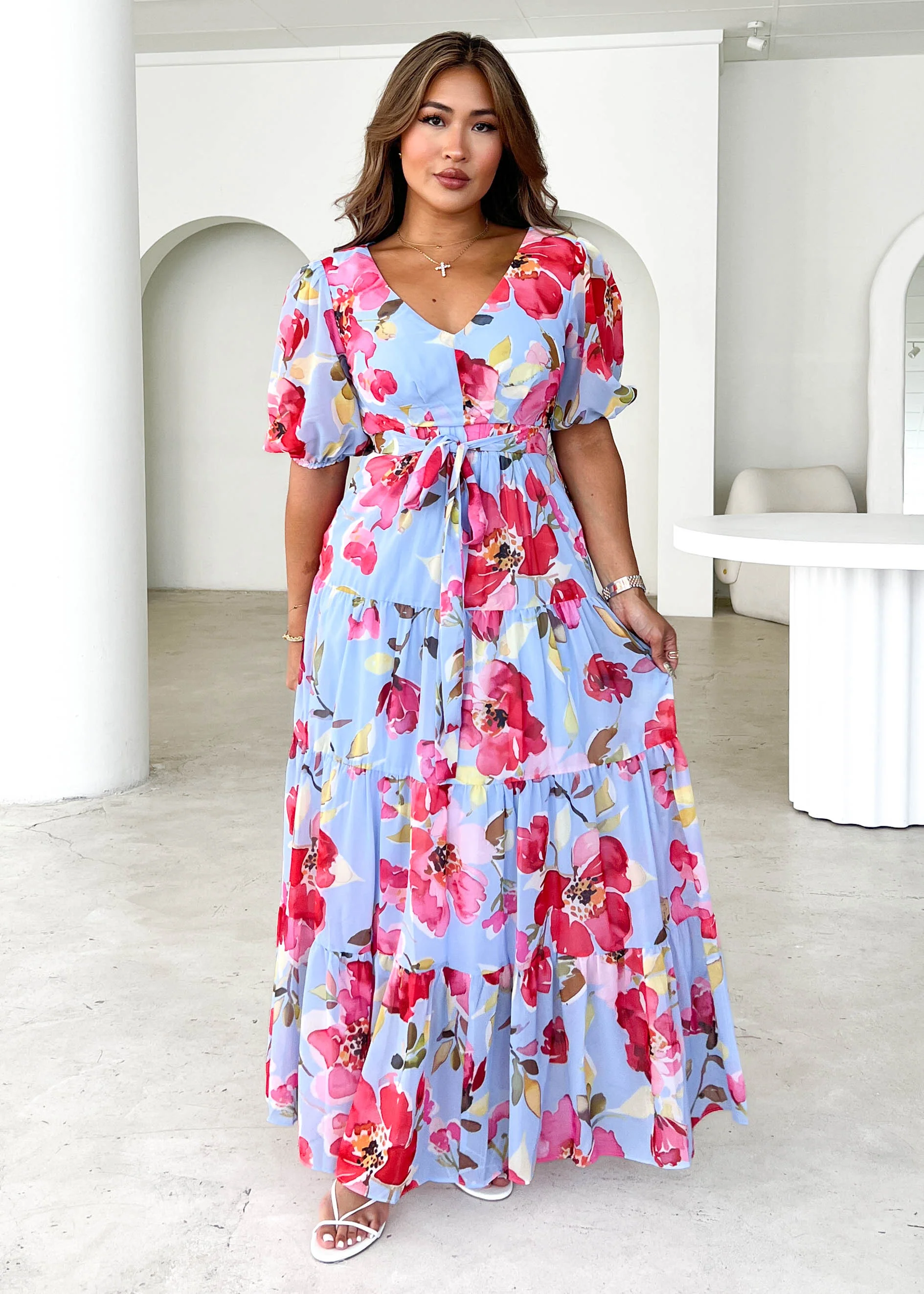 Casablanca Maxi Dress - Blue Floral - Honorern