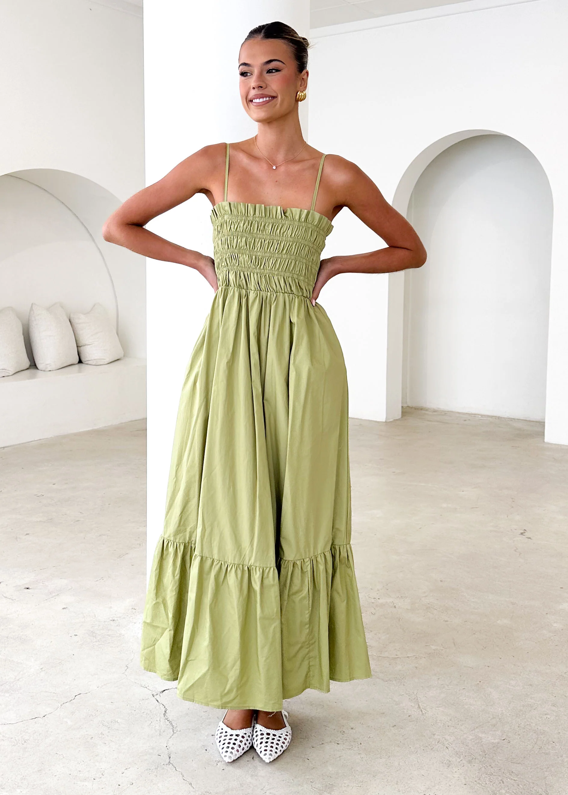Maple Maxi Dress - Pistachio - Honorern