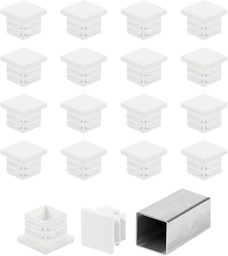 Tappi per Estremità Tubi Quadrati da 3/4' (19mm), 50 Pz Tappi in Plastica per Tubi Metallici, per Gambe di Sedie, Tavoli, Scaffali Libreria, Mobili, Bianco - Honorern