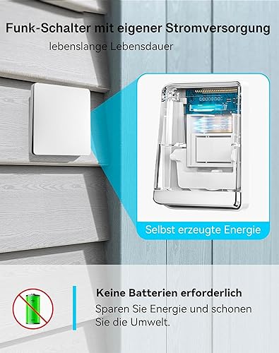 Interruttore Luci Senza Fili con Ricevitore 15A 220V, Interruttore Wireless Senza Batteria, Telecomando RF On Off Control a 2 Vie per Lampada LED, Bianco (2 Interruttori + 1 Ricevitore, 3 unità) - Honorern