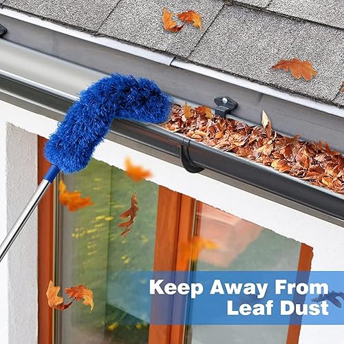 per la Pulizia della grondaia, Strumento per Il Tetto, con Albero telescopico, Estensibile, 8,2 Piedi, Strumento di Pulizia di Guardia, Facile da Rimuovere, Blu - Honorern