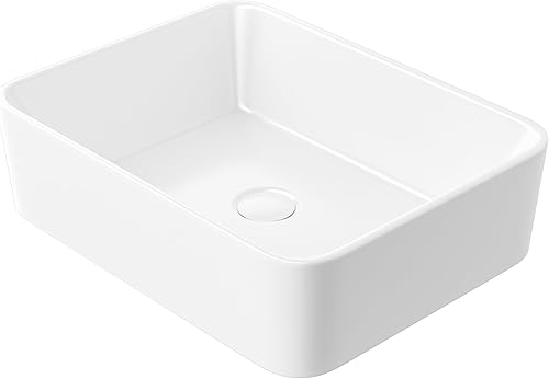 Eridanus Lavabo Rettangolare da Appoggio per Bagno, Lavabo Quadrato in Ceramica, Lavabo per Guardaroba in Vitreous China per Mobile da Bagno Guardaroba, Bianco Lucido - 480 x 370 x 135 mm - Honorern