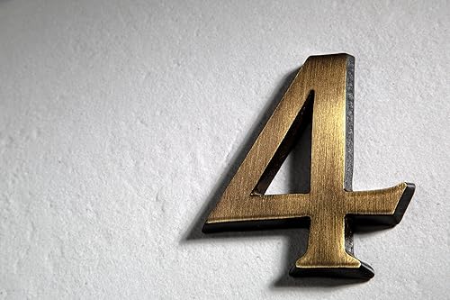 numero civico 4 in ottone 10 cm I numeri civici per casa e porta I numero civico 3D I targhette con numero civico in nobile ottone antico 3D design - Honorern
