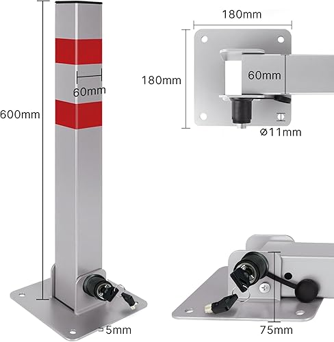 2 blocchi di parcheggio pieghevoli, in metallo, acciaio, con chiave e accessori di montaggio completi, per garage e parcheggio - Honorern
