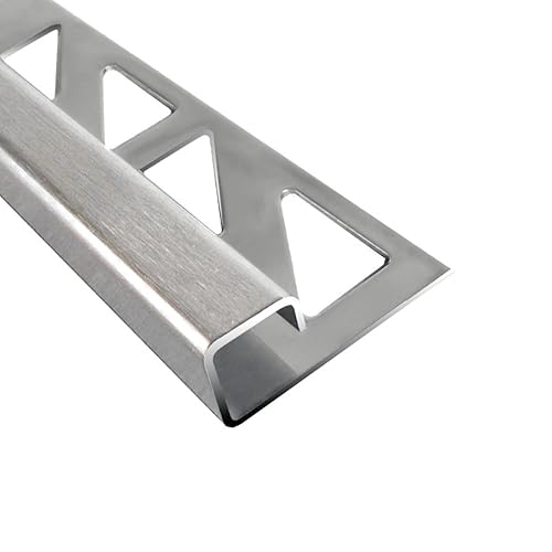 5 binari quadrati in acciaio inox V2A, listello per piastrelle, profilo piastrellato, 250 cm x 10 mm, spazzolato - Honorern