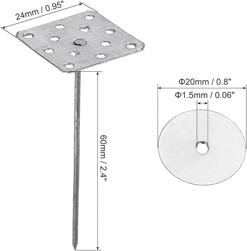 2,4 Pollici Perni Isolanti Perforati con Rondelle Rotondo, 40pz Tassello a Muro Chiodi Isolanti Alluminio per Fissare Pannelli Schiuma Parete o Soffitto - Honorern