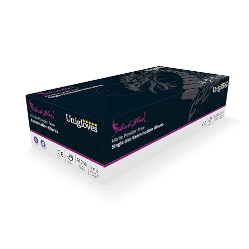 Select Guanti in Nitrile Neri - Guanti Monouso Senza Talco Per estetica, Piercing e Tatuatori - confezione da 100 Guanti, Nero, Medium (GT0033) - Honorern
