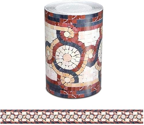 Bordo per Carta da Parati Mosaico scuro Adesivi Murali Autoadesivi Da Battiscopa ​Pvc adesivo per carta Confini per Cucina Bagno Camera Letto Decor Parete 10cm X 500cm - Honorern