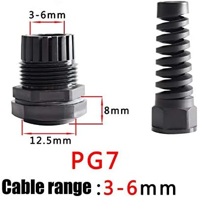 PG9 - Pressacavo, 4 pezzi, nero, IP68, impermeabile, flessibile, a spirale, protezione per il fissaggio e la protezione di cavi da 4-8 mm - Honorern