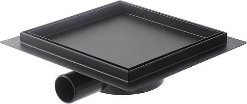 Scarico per doccia quadrato, 20 x 20 cm, in acciaio inox, piastrellabile, sifone con filtro per capelli e tappo antiodore, girevole a 360° per docce a pavimento - Honorern