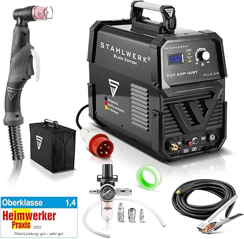 CUT 60 Pilot Taglierina al plasma IGBT con 60 ampere e accensione pilota, capacità di taglio fino a 24 mm, per lamiere verniciate e ruggine superficiale, 7 anni di garanzia del produttore - Honorern