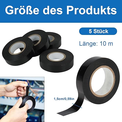 Nastro isolante per elettricista, in PVC, 3 pezzi, 30 mm x 20 m, per lavori di cablaggio, riparazioni e sigillatura (nero) - Honorern