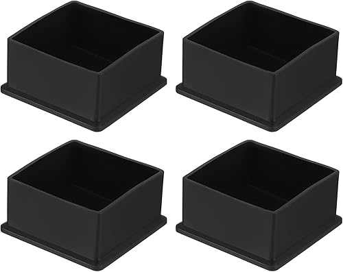QUARKZMAN 4pz Tappi Quadrati per Gambe Sedie PVC, 60mm x 60mm OD Coperture per Piedi di Mobili Neri Pads per Piedi Tavolo Protezioni per Pavimenti Tavolo Giardino Armadio Letto Mobili - Honorern