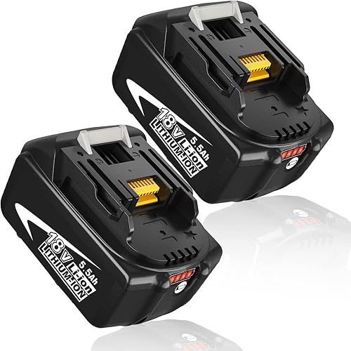 2X Sostituzione per Makita 18V Batteria 5.5Ah BL1850B BL1860B BL1850 BL1860 BL1840B BL1830B BL1820B BL1840 BL1830 BL1820 BL1815 BL1835 BL1845 con indicatore LED - Honorern