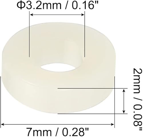 3.2mm ID x 7mm OD x 2mm L Distanziali Rotondi Rondelle 200pz ABS Guarnizioni Separazione Plastica per M3 Hardware Viti Bulloni per Stampante 3D Presa Elettrica Beige - Honorern