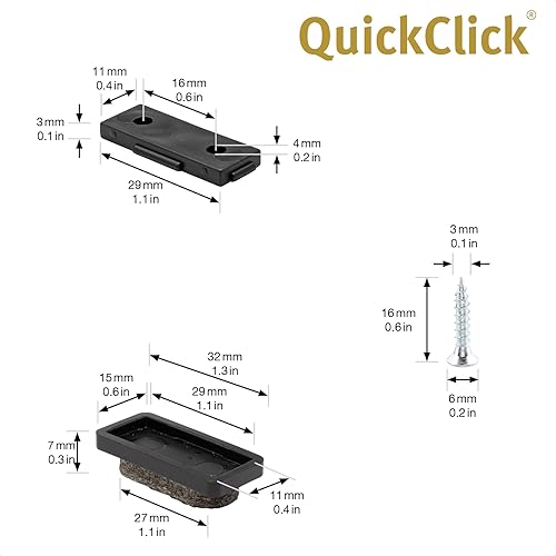 WAGNER QuickClick® Feltrini per sedie e mobili I Set da avvitare di 4x base + 8x vite + 4x inserto di scorrimento intercambiabile - feltro di lana ULTRASOFT 32 x 15 mm - Fatto in DE - 15782800 - Honorern