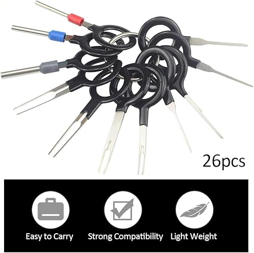 26 Pezzi Terminal Removal Tool Kit, Attrezzi per Auto, Strumenti per Smontaggio e Rimuovere Connettori e Cavi, Attrezzi per Fichesse di Varie Dimensioni - Honorern