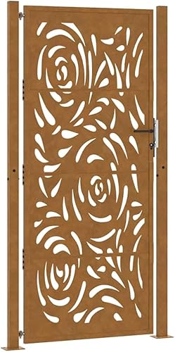 vidaXL Cancello da Giardino 105x155 cm Acciaio Corten Design a Fiamma, cancello di Recinzione, cancello Esterno, cancello del Metallo - Honorern