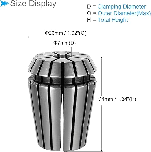 Mandrino a Pinze a Molla, Pinze a Molla Er-25 con Diametro di Serraggio di 7mm, Acciaio 40Cr, Mandrino Smontabile Comodo - (Applicazioni: per Macchine da Incisione Cnc) - Honorern