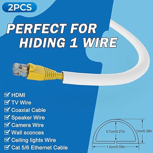 Mini Canalina Portacavi 15×10mm 2 M Canali a Cavo Semicircolare Bianco Canalina Passacavi Auto Adesiva Canalina Passacavi Copricorda in PVC Morbido per Nascondere Cavi, Fili e Cavi di Rete - Honorern
