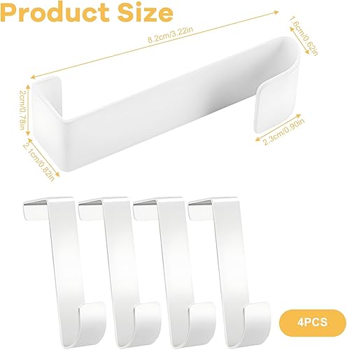 4 Pcs Ganci Per Porta,Gancio Per Appendere Ganci Sopra Il Porta Ganci Appendiabiti Gancio Appendiabiti Sopraporta Bianco Opaco Da Appendere,Antiruggine,Ganci A Z,Porta E Mobili Da 2 Cm Di Spessore - Honorern