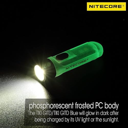NITECORE TIKI GITD Portachiavi Torcia Fosforescente-300 Lumen LED-Torcia EDC-Torcia Portachiavi Ricaricabile USB-C - Honorern
