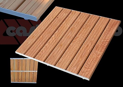 233 Pedana Doccia in Larice con Doga Comfort e Profili in Alluminio cm 64 x 64 per Piatti cm 80 x 80 - Honorern